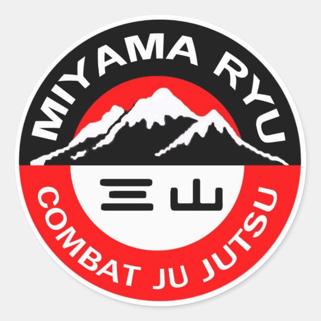 Miyama Ryu Logo Black & Red Classic Round Sticker (Front)