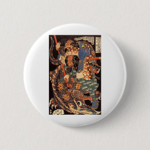 Miyamoto Musashi Ink Painting 2 Inch Round Button