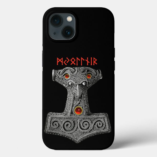MJOLNIR Hammer of Thor, Viking Mythology Black Case-Mate iPhone Case (Back)