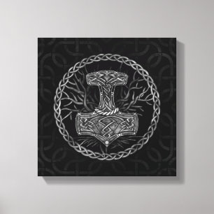 Mjolnir - The hammer of Thor and Tree of life Canvas Print