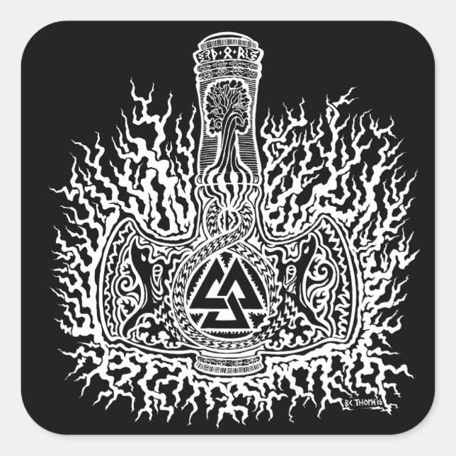 Mjolnir - Valknut Sticker (Front)