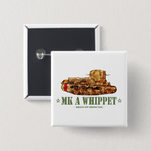 MK A Whippet World War One British Medium Tank WWI 2 Inch Square Button