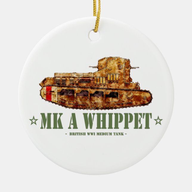 MK A Whippet World War One British Medium Tank WWI Ceramic Ornament (Front)