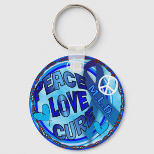 mld AWARENESS PEACE LOVE CURE Keychain
