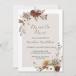 Mlle à Mme Boho Invitation à la douche nuptiale fl