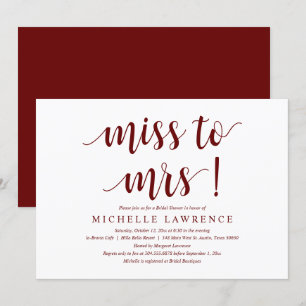 Mlle à Mme, Invitation de douche nuptiale moderne
