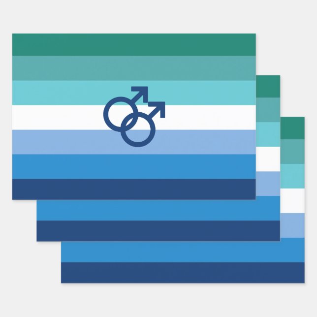 MLM Gay Male Pride Flag Wrapping Paper Sheet (Set)