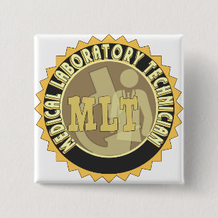 MLT BADGE MEDICAL LABORATORY TECHNICIAN 2 INCH SQUARE BUTTON