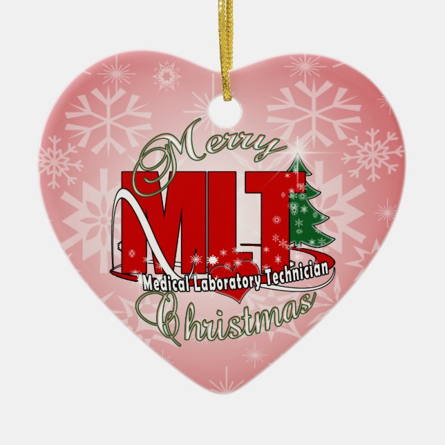MLT CHRISTMAS MEDICAL LABORATORY TECH CERAMIC ORNAMENT (Front)