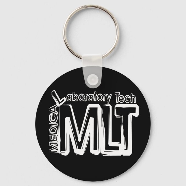 MLT GRUNGE TEXT MEDICAL LABORATORY TECHNICIAN KEYCHAIN (Front)