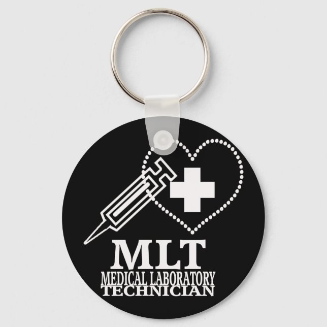 MLT HEART SYRINGE MEDICAL LAB TECH LOGO KEYCHAIN (Front)