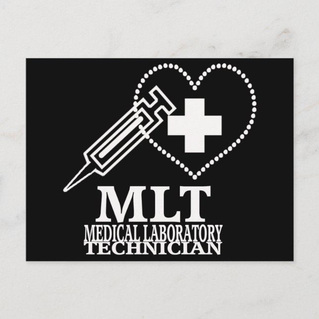 MLT HEART SYRINGE MEDICAL LAB TECH LOGO POSTCARD (Front)