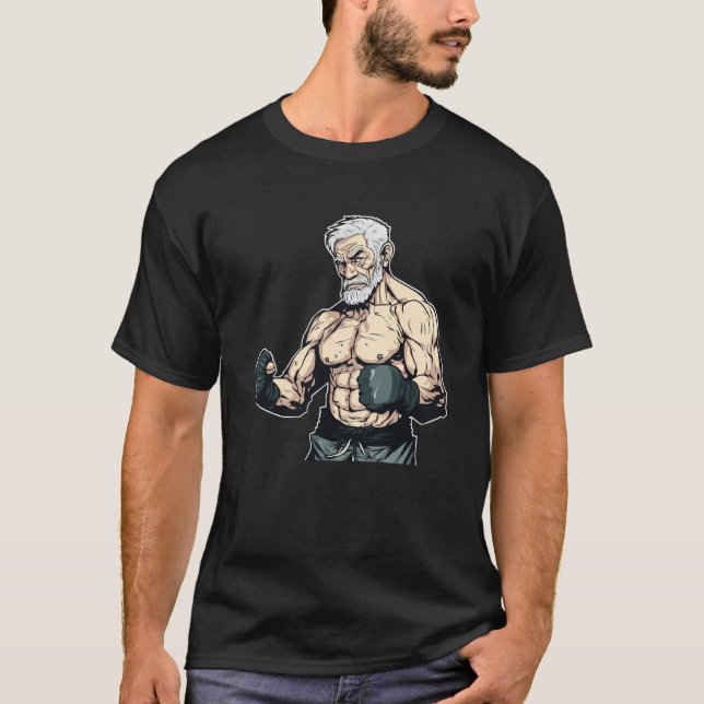 MMA Bearded Old Men  Cage Fighter Free Fighting Fa T-Shirt (Front)