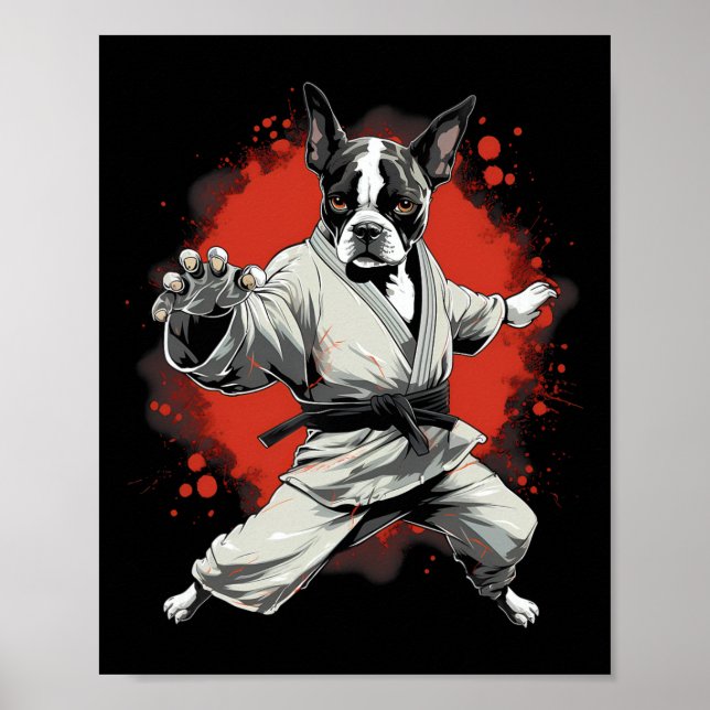 Mma Boston Terrier Dog Karate  Poster (Front)