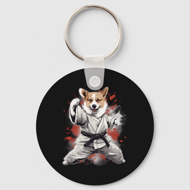 Mma Cardigan Welsh Corgi Dog Karate For Men Women  Keychain (Front)