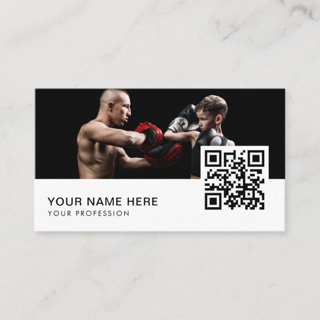mma coach QR Code  Business Card (Front)