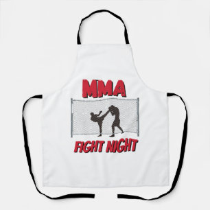MMA Fight Night text and Silhouette of Two Fighter Apron