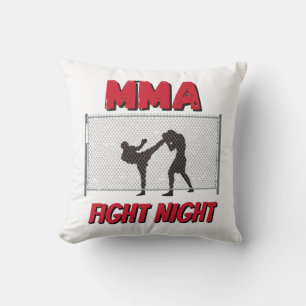 MMA Fight Night text and Silhouette of Two Fighter Throw Pillow
