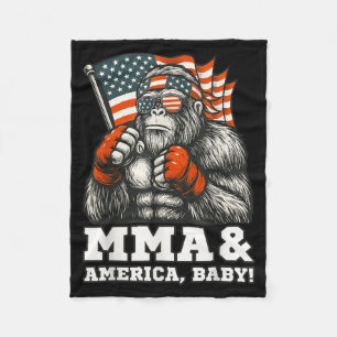 MMA Fighter Bigfoot USA Patriotic American Flag Fleece Blanket