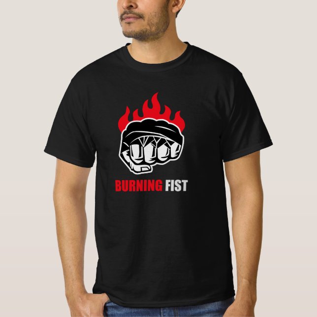 MMA Fighter Burning Fist T-Shirt (Front)