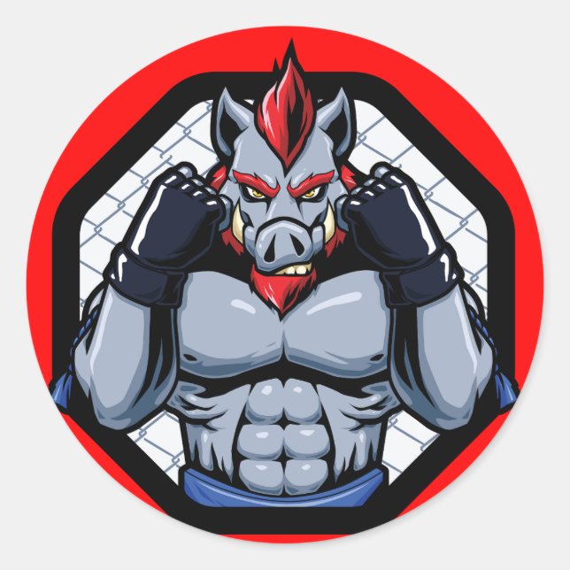 MMA Mens Mixed Marshal Arts Cage Fighter   Classic Round Sticker (Front)