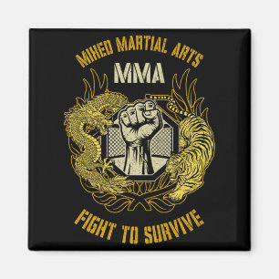 MMA Mixed Martial Arts Cage Dragon Fist Tiger BJJ Magnet