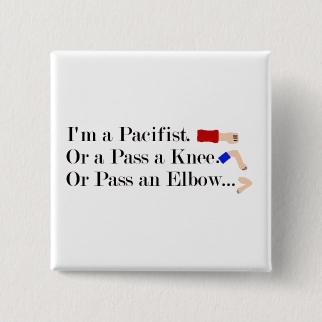 MMA Pacifist Humour Design 2 Inch Square Button (Front)