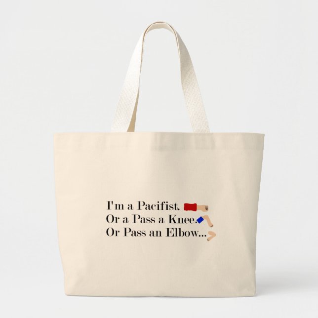 MMA Pacifist Humour Design Large Tote Bag (Front)
