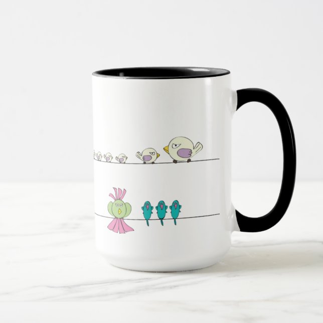 Mme Bikini et oiseaux sur une ligne tasse (Droite)