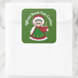 Mme Claus Officielle Pôle Nord Cookies autocollant