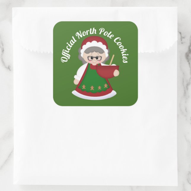 Mme Claus Officielle Pôle Nord Cookies autocollant (Sac)