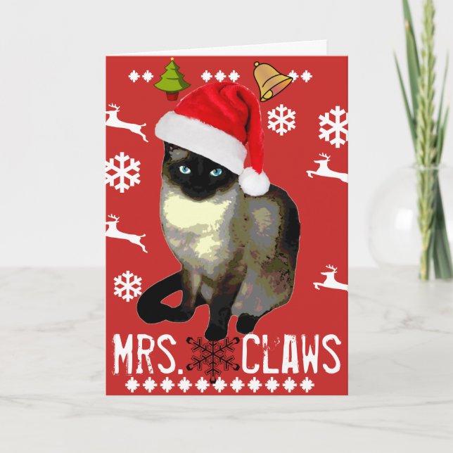 "Mme Claws" Joyeuse carte de vacances de Noël (Devant)