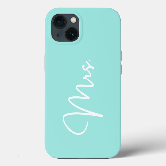 "Mme", coque iphone turquoise (Verso)