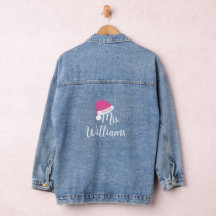 Mme en Pink Santa Hat Denim Veste