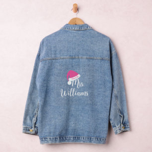 Mme en Pink Santa Hat Denim Veste