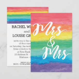 Mme et Mme Rainbow Lesbian Faire-part de mariage