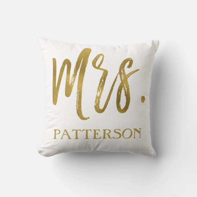 Mme et nom Faux Gold Foil Coussin (Recto)