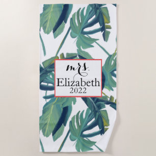 Mme feuille tropicale & typographie serviette de p