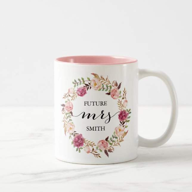 Mme florale rose rustique tasse de planification (Droit)