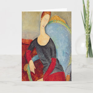 Mme Hebuterne in a Blue Chair, 1918 Card