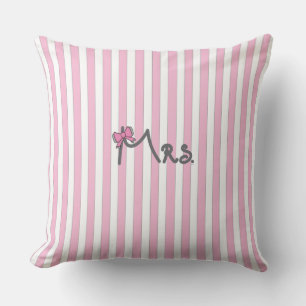 Mme - rayures roses Oreiller avec nœud rose