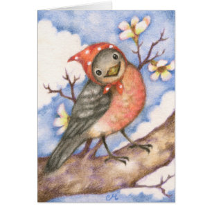 Mme Robin - carte mignonne d'art d'oiseau