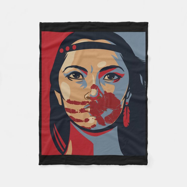 Mmiw Awareness Indigenous Woman Art Stolen Sisters Fleece Blanket (Front)