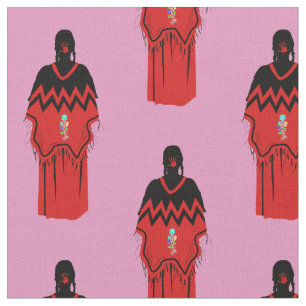 MMIW Kwe with Red Hand Pattern Pink Fabric