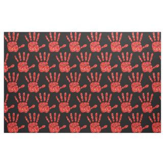 MMIW Red Hand Jewelled Pattern Black Fabric