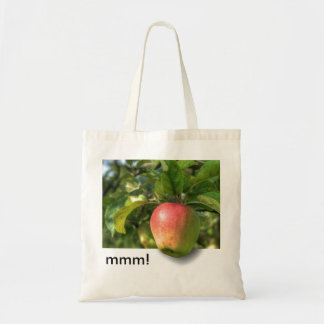 mmm! | Apple Hanging Off Tree | Customizable Text Tote Bag