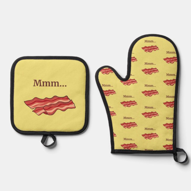 Mmm...Bacon Funny Oven Mitt & Pot Holder Set (Front)