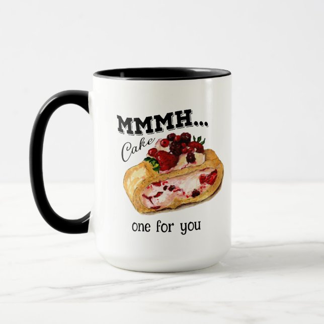 Mmmh Cake Aquarell cake with vintage citate Mug (Left)