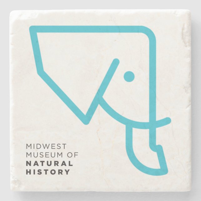 MMNH Blue Elephant Granite Coaster (Front)