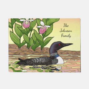 MN State Bird Flower Loon Lady Slipper Doormat